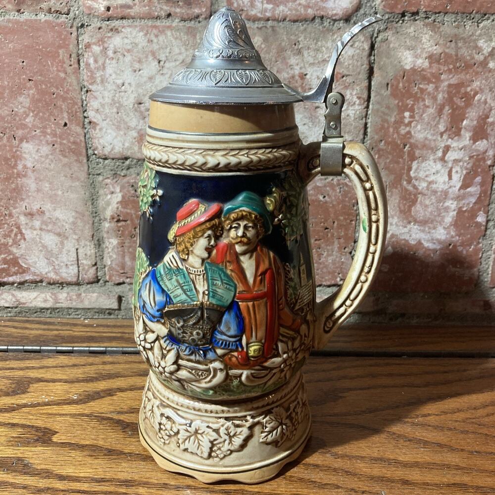 Vtg German Style Music “Beer Stein”-Made in Japan with Metal Lid-9 1/2” Tall.